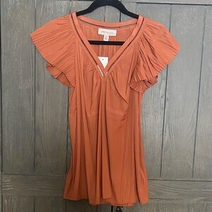 Philosophy Terracotta Flutter Sleeve Blouse